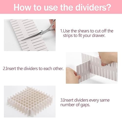 acDesign 40Pcs Grid Drawer Dividers, Adjustable Drawer Organizer for Socks, Underwear, Lingerie, Makeup, Bedroom Office Kitchen Storage (White) thumbnail 4