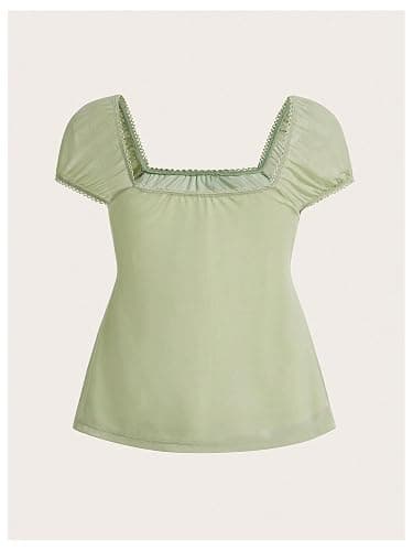 SOLY HUX Women's Square Neck Short Sleeve Peplum Tops Cute Summer Blouse for Teen Girls Babydoll Top T Shirt thumbnail 3