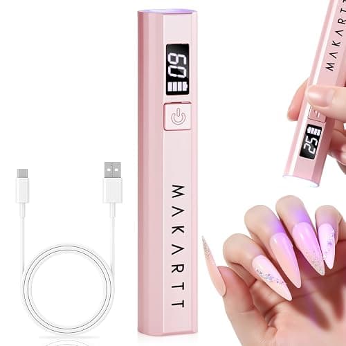 Makartt Handheld UV Light for Gel Nails - Portable Mini UV LED Nail Lamp Lumière Nail Dryer Fast Drying for Curing Nail Art Polish Rechargeable USB Nail Light with LCD 2 Timer for DIY Salon (Pink) - Image 1