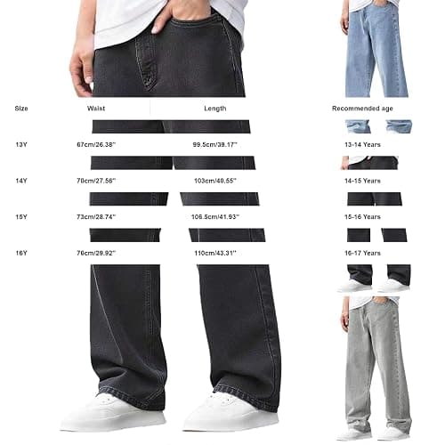 Baggy Jeans for Boys Straight Wide Leg Elastic Elastic Vintage Denim Pants Casual Y2k Loose Fit Streetwear Trousers thumbnail 6