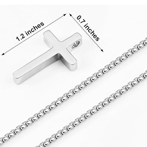 Monily Birthday Gifts for Dad Cross Necklace for Men Silver/Gold Stainless Steel Cross Chain Pendant Necklace for Mens Father's day gifts thumbnail 4