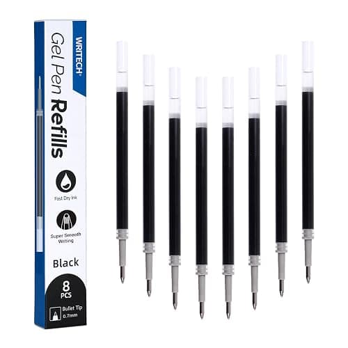 WRITECH Metal Gel Pens 0.7mm 2ct with 2 Refills and 0.7mm Ink Refills 8ct - Image 1