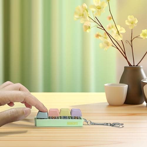 Akascord Keyboard Fidget, Finger Fidget Clicker Keychain Accessories Stress Relief for Adults (Four Colors) thumbnail 2