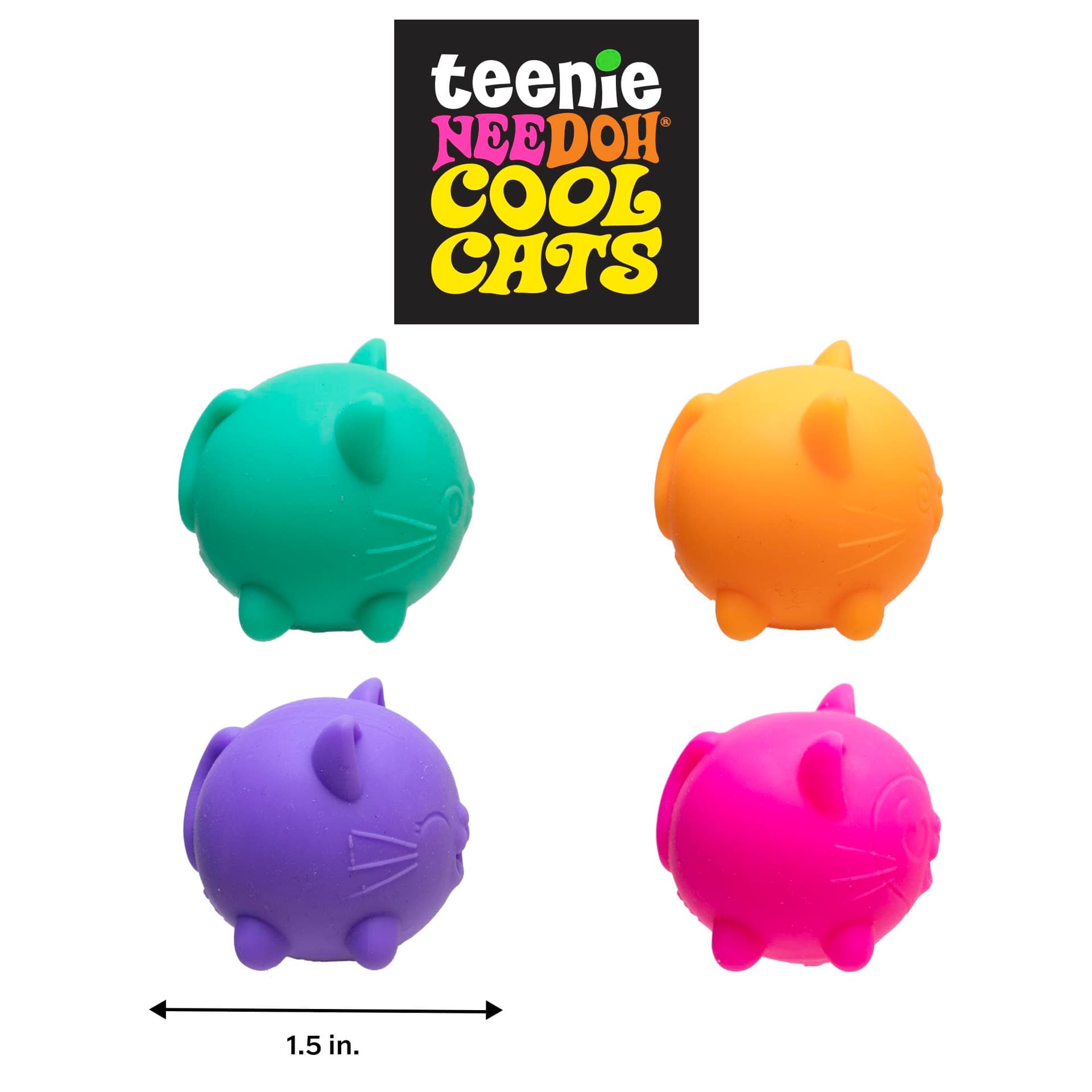 Nee Doh Cool Cats Teenie Multipack, 4 Assorted Colours/Styles - Dough Filled, Tactile Sensory Play, Soft Squeezable Texture, Vibrant Fun Colours, Ideal Collectible and Easter Gift thumbnail 5