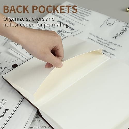 Lined Journal Notebook,256 Pages,A5 Size (5.7'' x 8.3''),Vintage Tree Growth Ring Leather Hardcover Journal,100 GSM Thick Paper,for Daily,Work,School,Note Taking(Brown) thumbnail 6