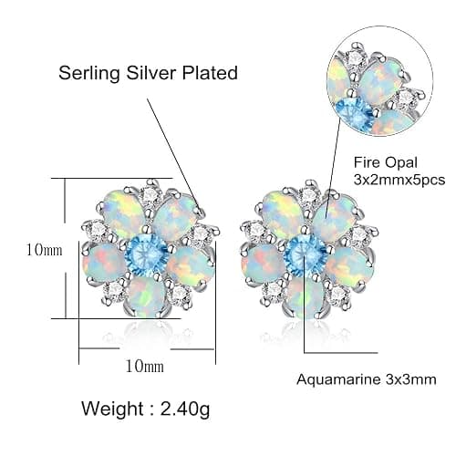 CiNily Flower Earrings,Opal Stud Earrings Sterling Silver or White Gold/Rose Gold Plated Ladies Flower Stud Earrings Cute Unique Earrings for Girls thumbnail 6