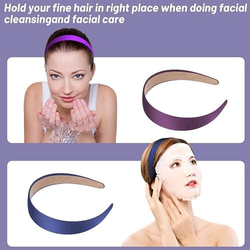 anezus 16 Pcs Satin Headbands Bulk 1 Inch Anti-slip Ribbon Hair Bands Plain Hard Headbands for Women Girls DIY Craft Hair Accessories (Multicolor) thumbnail 6