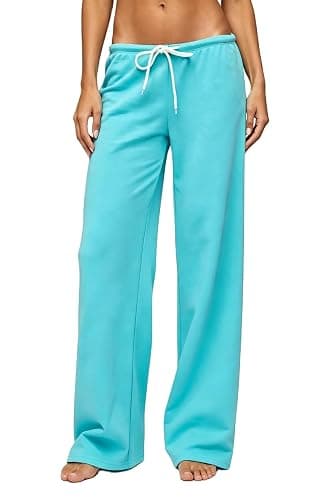 Women Y2K Straight Leg Sweatpants Cute Drawstring Low Rise Sweat Pants | Teen Girls Wide Leg Sweatpants Baggy Joggers Cotton Casual Basic Drawstring PJ Lounge Pants,Stretch Active Pants for Women - Image 1