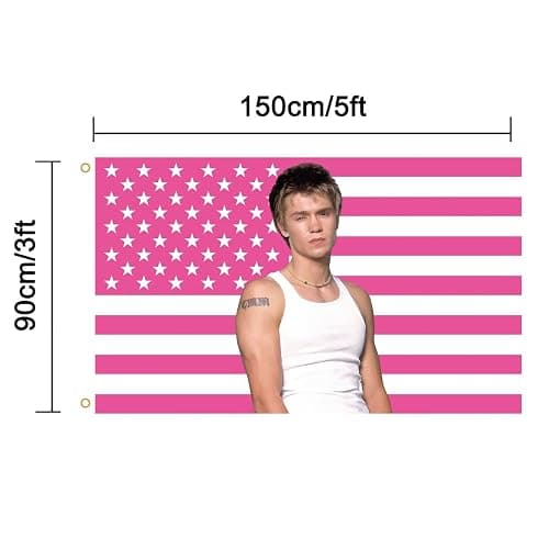 MAGJIUKE Chad American Flag Tapestry - Pink Michaell USA Flag 3x5 Feet,Muray Polyester Banner for College Dorm Room Bedroom Outdoor Parties Decor with Brass Grommets thumbnail 2