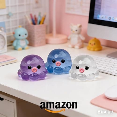 3PCS Clear Jellyfish Squishy Toys, Novelty Soft Handmade Octopus Stress Reliefing Toy, 2.4*2.4'' Cute Mini Crystal Octopus Squeezing Toy for Mood Reliefing thumbnail 9