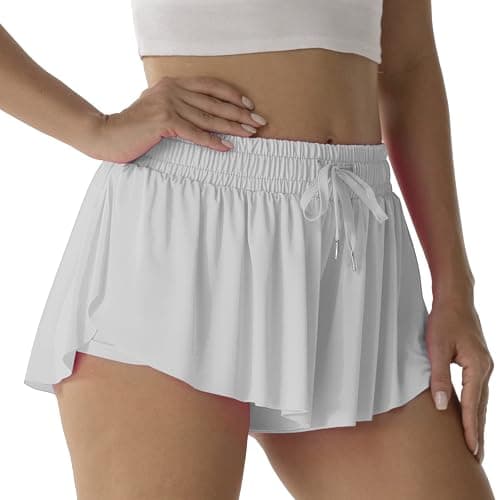 Flowy Athletic Shorts for Women Running Tennis Butterfly Shorts Girls 2-in-1 Double Layer Quick-Drying Comfy Shorts - Image 1