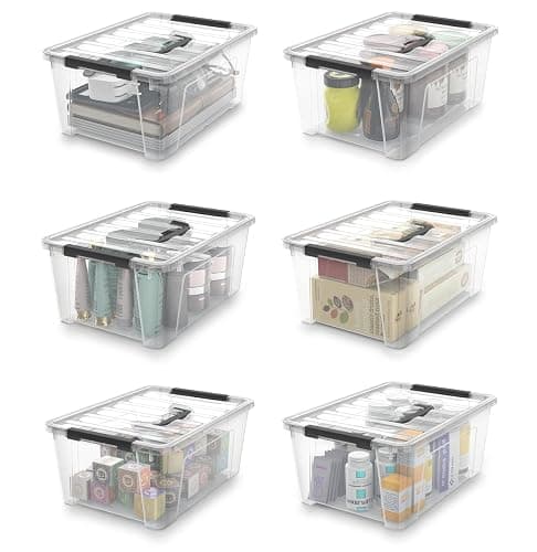 WYT Clear Storage Latch Bins, 6-Pack Storage Organizer Box with Handle and Lids, 5-Litre thumbnail 5