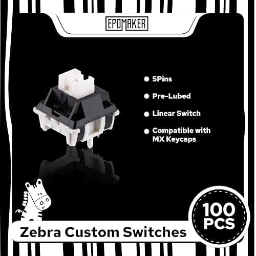 EPOMAKER Zebra 40gf Linear Mechanical Keyboard Switches, 5-Pin Pre Lubed Creamy Switch, 100 PCS, with POM Stem, 21mm Spring, Compatible with MX Keycaps for Gaming Keyboard thumbnail 3