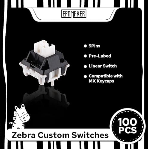 EPOMAKER Zebra 40gf Linear Mechanical Keyboard Switches, 5-Pin Pre Lubed Creamy Switch, 100 PCS, with POM Stem, 21mm Spring, Compatible with MX Keycaps for Gaming Keyboard thumbnail 3