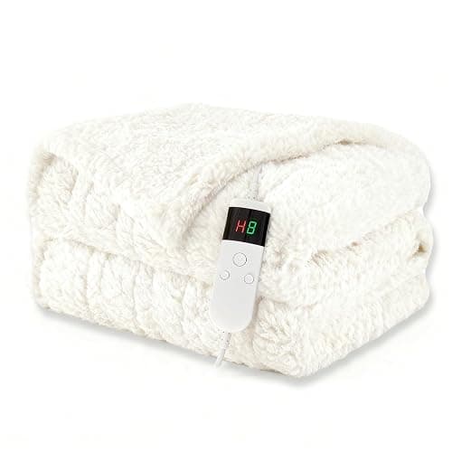 Heated Blanket Heated Throw, Electric Blanket 50"x60" Heating Blanket with 8 Hours Auto Off 10 Fast Heating Levels Machine Washable Sherpa Heated Blanket with Overheating Protection - Image 1