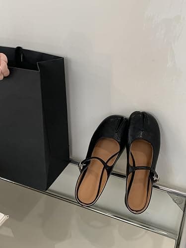LokoLucx Tabi Shoes Mary Jane Mules Flats for Women Split Toe Strips Slip-On Slides Convenient Breathable Comfortable Casual Round Toe Retro Slippers Spring Summer Fall Back to School thumbnail 2