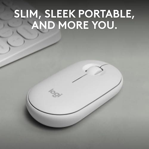 Logitech Pebble Mouse 2 M350s Slim Bluetooth Wireless Mouse, Portable, Lightweight, Customizable Button, Quiet Clicks, Easy-Switch for Windows, macOS, iPadOS, Android, Chrome OS - Tonal White thumbnail 2