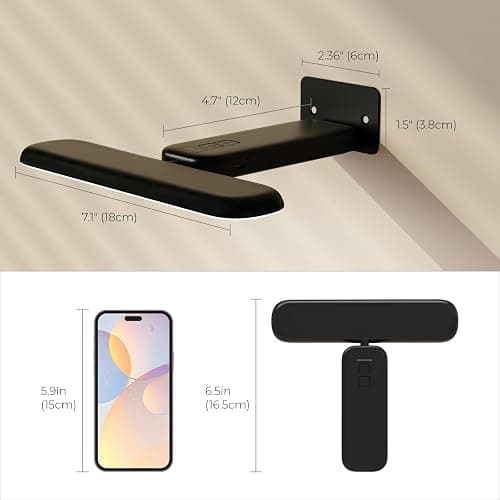 FULEN 2 Pack Picture Lights for Wall,Battery Operated Wall Sconce Rechargeable,LED Wall Light Cordless with Remote,3 Color Temperature, Art Lights for Painting,Frame,Gallery,Dartboard Lights,Black thumbnail 7