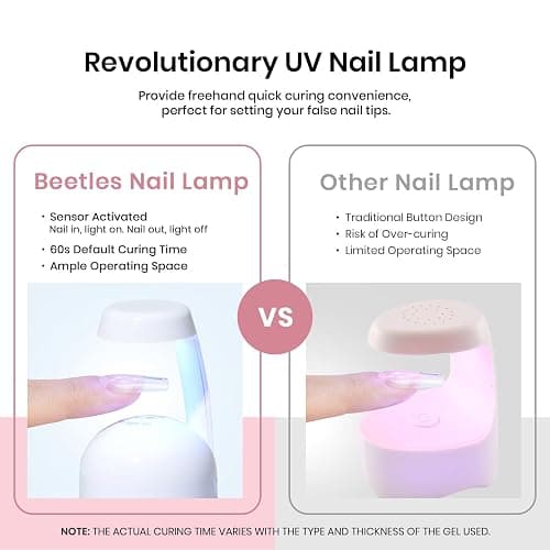 Beetles Gel Nail Kit Short Square with Nail Dehydrator and Primer, 576Pcs Half Matte Etch-X Gel Nail Tips Solid Nail Glue Mini Nail Lamp Acrylic Nail Tips Easy DIY Nail Extension Set Gift for Women thumbnail 6