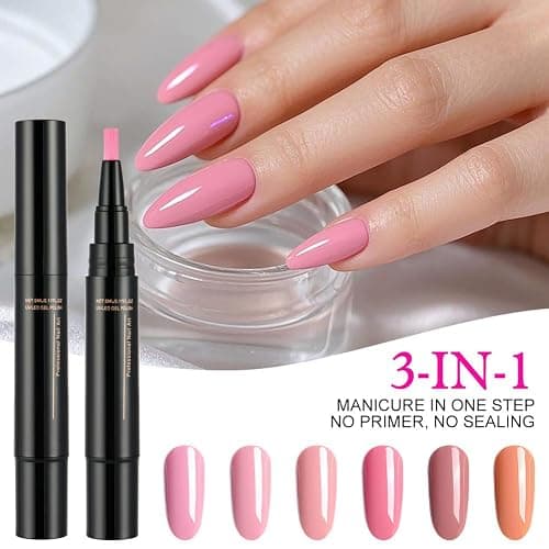 AYBUY 6PCS 3-in-1 Gel Nail Polish Pen Set, Quick-Dry Nail Art Pens, No Base Coat Needed, One Step Application, Nails Varnish Pens, DIY & Salon Manicure Kit for Girls and Ladies thumbnail 5