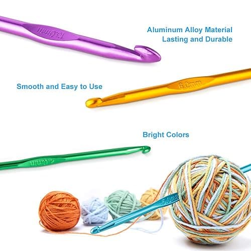 Vodiye 37 PCS Crochet Hooks Set, High Quality Coloured Aluminum Ergonomic Handle Crochet, Hook Needles for Arthritic Hands, with Stitch Markers and Large-Eye Blunt Needles thumbnail 3