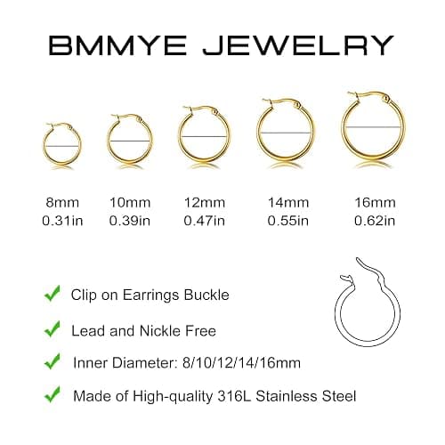 5-10 Pairs Small Gold Silver Hoop Earrings for Women, Stainless Steel Earrings Set Mens Lightweight Thin Hypoallergenic Small Hoops Set thumbnail 4