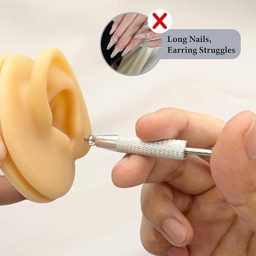 Piercing Taper Ball Grabber Tool Stainless Steel Nose Ear Piercing Kits | Nose Septum Eyebow Helix Conch Tragus Daith Piercing Jewelry Changing Tool,14G 16G 18G 20G Flat Back Earrings Applicator Tool thumbnail 5
