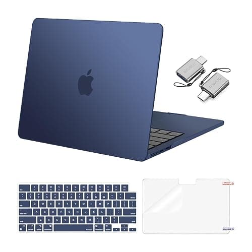 MOSISO Compatible with MacBook Air 13 inch Case 2026 2025 2024 2023 2022 M4 A3240 M3 A3113 M2 A2681,Plastic Hard Shell&Keyboard Cover&ScreenFilm&Type C for MacBook Air 13.6 inch Case, Haze Blue - Image 1