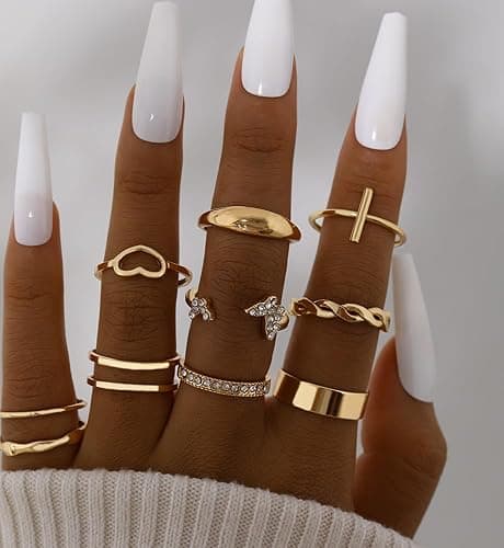 iF YOU 25 Pcs Gold Knuckle Ring Set for Women, Chunky Stackable Finger Midi Rings, Silver Simple Stacking Cute Rings Pack Trendy Stuff Jewelry Gift thumbnail 6