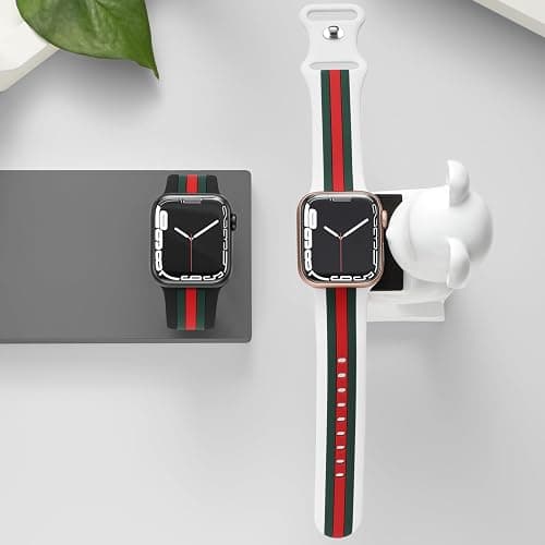 2 Pack Designer Bands Compatible with Apple Watch Band 38mm 40mm 41mm 42mm 44mm 45mm 46mm 49mm Men Women, Soft Silicone Sport Band Strap for iWatch Ultra 1/2/3 Series 11 10 9 8 7 6 5 4 3 2 1 SE 1/2/3 thumbnail 3