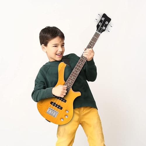 Ktaxon 4 String Electric Bass Guitar, 36-inch Bass Guitar Kit with Split single-coil Pickup, Rosewood Fretboard, Mahogany Body for Kids, Boy and Girl(Yellow) thumbnail 7