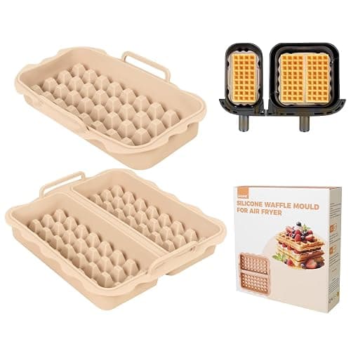 ENSINE Air Fryer Accessories for Philips Dual Basket Air Fryer 3000 Series,2 x Silicone Waffle Mould Compatible with Philips 5000 Series, Tefal Dual Easy Fry 8.3L,Tefal Dual Easy Fry XXL 11L - Image 1