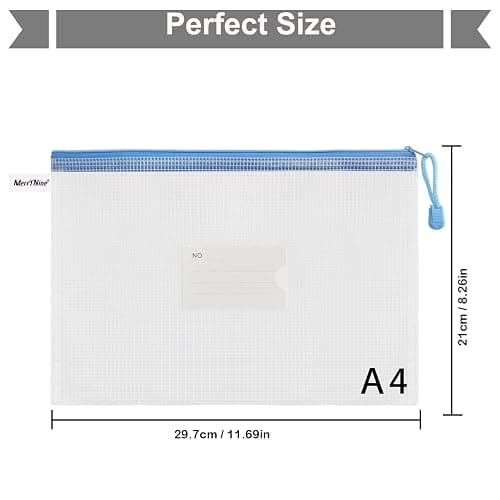 MerryNine 10 Pack Mesh Zipper Pouch Document Bag, a4 Waterproof Plastic Folders Document Pouch for School Office Supplies, Cross Stitch Organizing Storage(A4-13.0x9.0 in) thumbnail 3