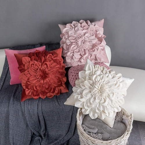 OiseauVoler Decorative Throw Pillow Covers Cream White Floral 18 x 18 Inch | Vintage Pillowcases for Bed Couch Living Room Boho Farmhouse with Zipper Neutral Colors Washable Dog Hair Resistant Unique thumbnail 2