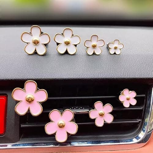 DEDC Car Air Fresheners, 8 Pcs Car Scents Air Freshener, Car Vent Clip Air Freshener, Flower Air Freshener Car Clips, Pink & White thumbnail 8