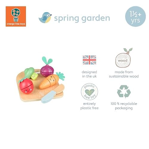Happy Veggies Wooden Play Food for Kids - Kitchen Cutting Fruits Toys for Toddlers, Pretend Vegetables Gift for Boys and Girls - Early Development & Activity Toys by Orange Tree Toys thumbnail 9