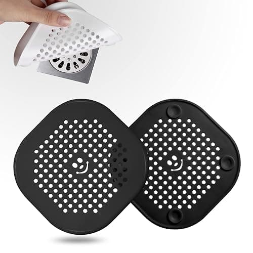 2 Pack Drain Cover Hair Catcher Silicone Drain Protector Hair Stopper for Shower Kitchen Bathroom Bathtub Black thumbnail 3