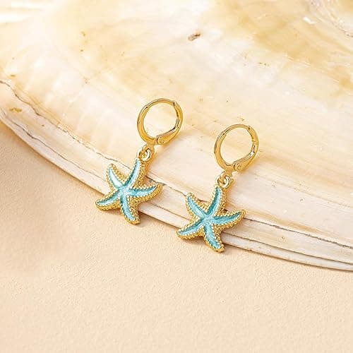 Boho Starfish Sea Star Shell Earrings thumbnail 4