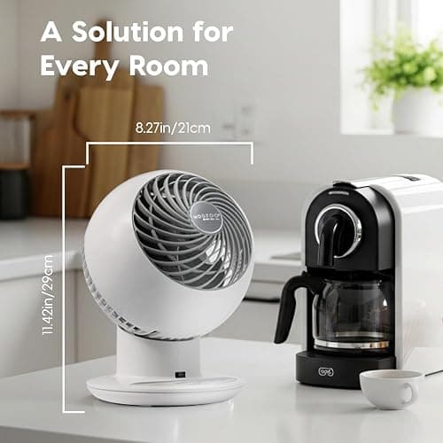 IRIS USA WOOZOO Air Circulator Fan with Remote, Oscillating, 5 Speeds, 82ft Max Air Distance, 90° Adjustable Tilt, 30db Quiet Motor, Small Fan for Bedroom, Office, Dorm, White thumbnail 2