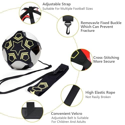 Ainiv Football Kick Entraîneur Solo Entraînement, 5 Griffe Tissu | Football Volleyball Rugby Trainer, Ceinture Réglable pour Enfants et Adultes Débutants, Convient aux Balles Taille 3, 4, 5 thumbnail 3