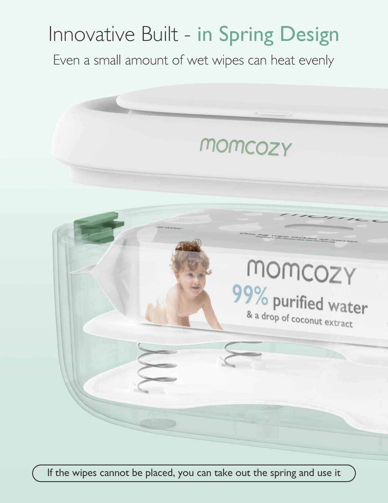 Momcozy Baby Wipe Warmer, Innovative Spring Design, Large Capacity Wipes Dispenser, Fast and Even Heating, 4 Modes of Temperature Heating Control, Diaper Wipe Warmer with Night Light thumbnail 2