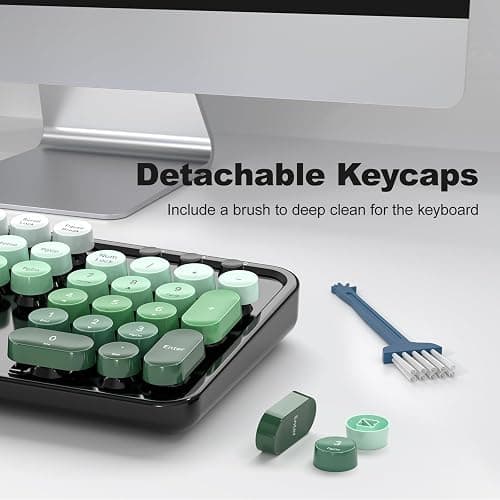 MOFII Wireless Keyboard and Mouse Combo, 2.4GHz Retro Typewriter Keyboard Full Size, Cute Wireless Mice, USB Dongle Plug and Play, for Laptop, PC, Desktop, Windows (Black Green Gradient Color) thumbnail 5