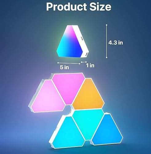 Triangle LED Light Panels, Triangle Lights with 6 Connection Ports, Real RGBIC Gaming Lights for Gaming Setup, Smart Wall Lights for Bedroom App Control Music Sync for Gaming Room Streaming, 6 Pack thumbnail 7