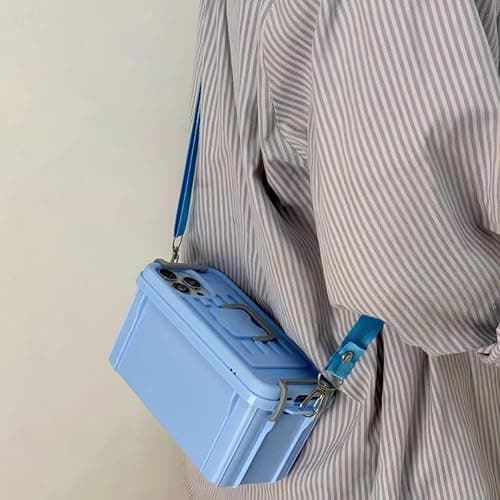 QoKcoahn Storage Box Phone Case for iPhone 16,Creative Box Crossbody Phone Case with Adjustable Long Shoulder Strap Funny Kawaii Anti Fall Soft Silicone Protector Rose Red - iPhone 16 - Rose Red thumbnail 6