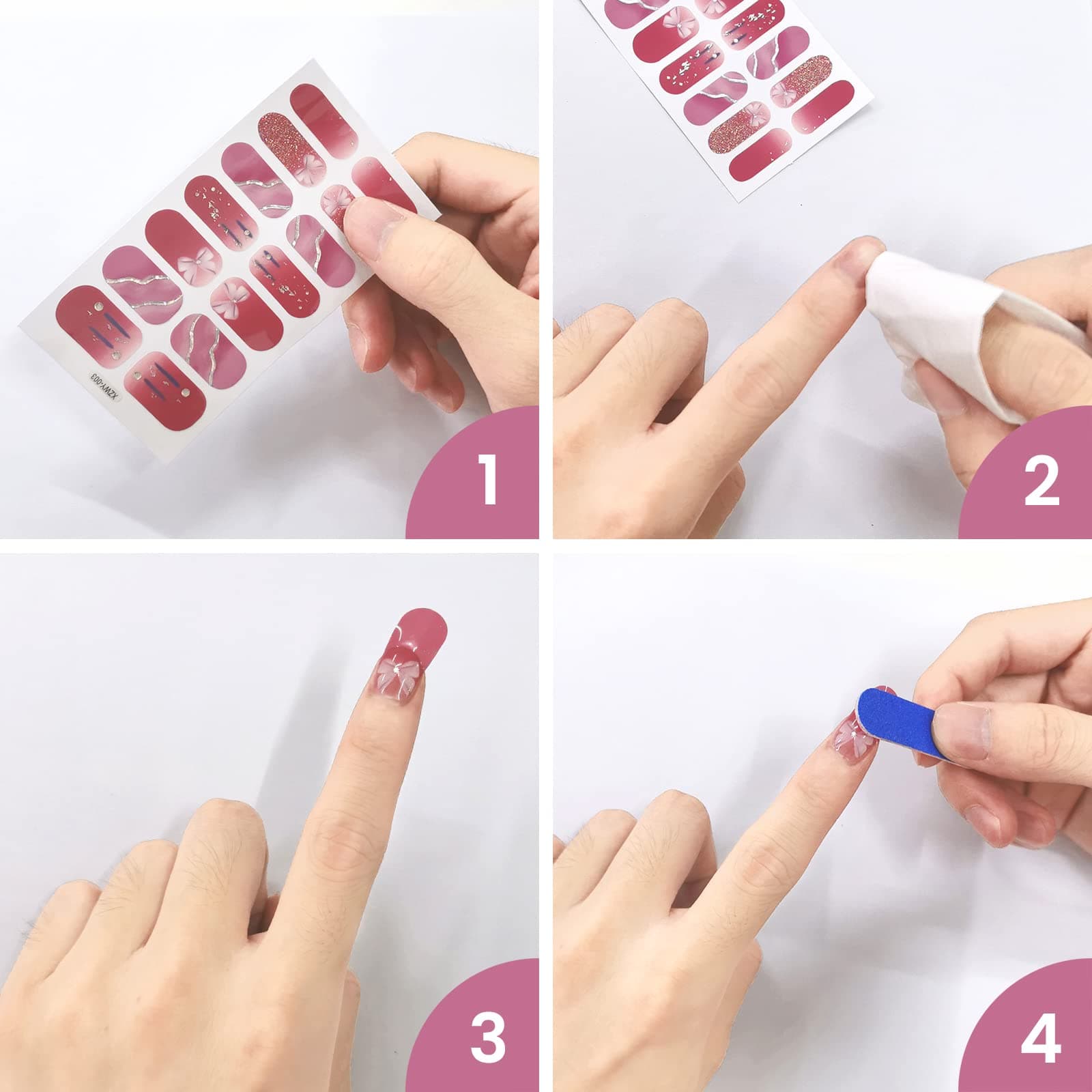 Daily Treasures 20 Sheets Adhesive Nail Art Polish Stickers, DIY Self-Adhesive Glitter Nail Art Decals with 5Pcs Nail Buffers Files-Nail Art Polish Stickers for Women Girls Holiday thumbnail 5
