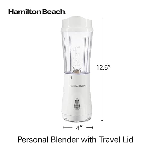 Hamilton Beach Portable Blender for Shakes and Smoothies, 14 Oz BPA Free Travel Cup & Lid, Durable Stainless Steel Blades, Personal Smoothie Blender, White ( 51101V) thumbnail 2