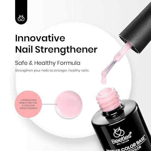 Beetles Pink Base Gel Nail Polish 1 Pcs 15ml: Nude Pink 5 in 1 Pastel Builder Jelly French Tip Base Color Gel Polish Strengthener Soak Off U V LED Lamp Cure Nail Art thumbnail 2
