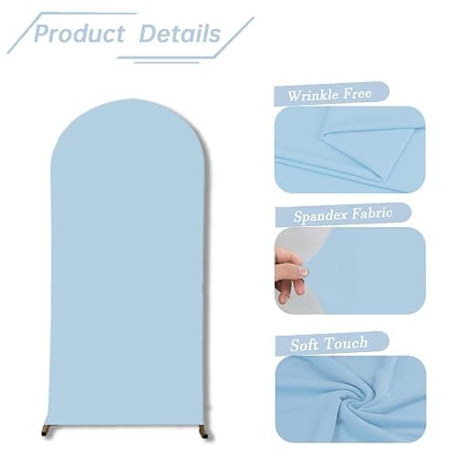 bricia Wedding Arch Backdrop Stand Cover, 6FT Double Sided Stretchy Arch Cover Fitted Wedding Birthday Party Banquet Decoration (Bluemist 72''Lx31.2''W) thumbnail 4