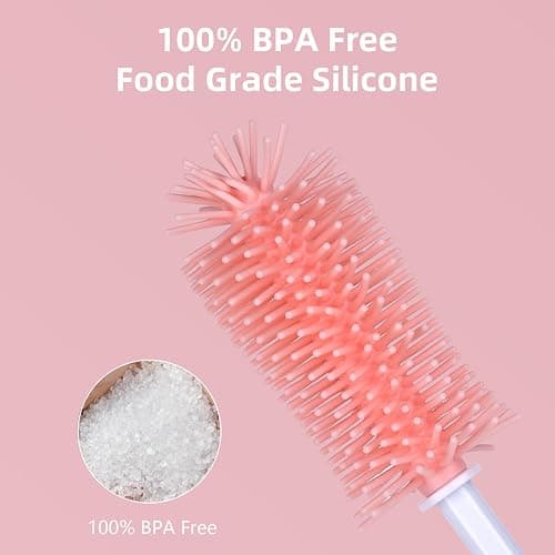 GUARDIX Portable Bottle Brush Set - Baby Bottle Cleaner Kit with Silicone Brush, Nipple Brush, Straw Brush, Bottle Cleaning Long Handle Water Bottle CleanerTool thumbnail 2