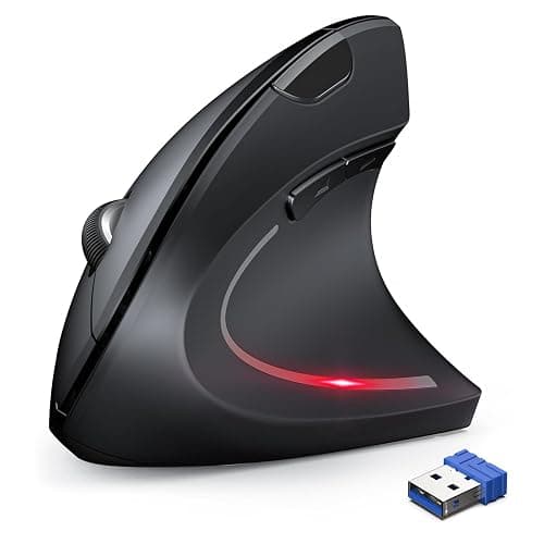 TechRise Ergonomic Mouse, 4800 DPI Wireless Vertical Mouse, 2.4G Optical Computer Mouse with 5 Adjustable DPI, Silent Mouse with 6 Ergo Buttons for PC/Laptop/Mac, Black - Image 1
